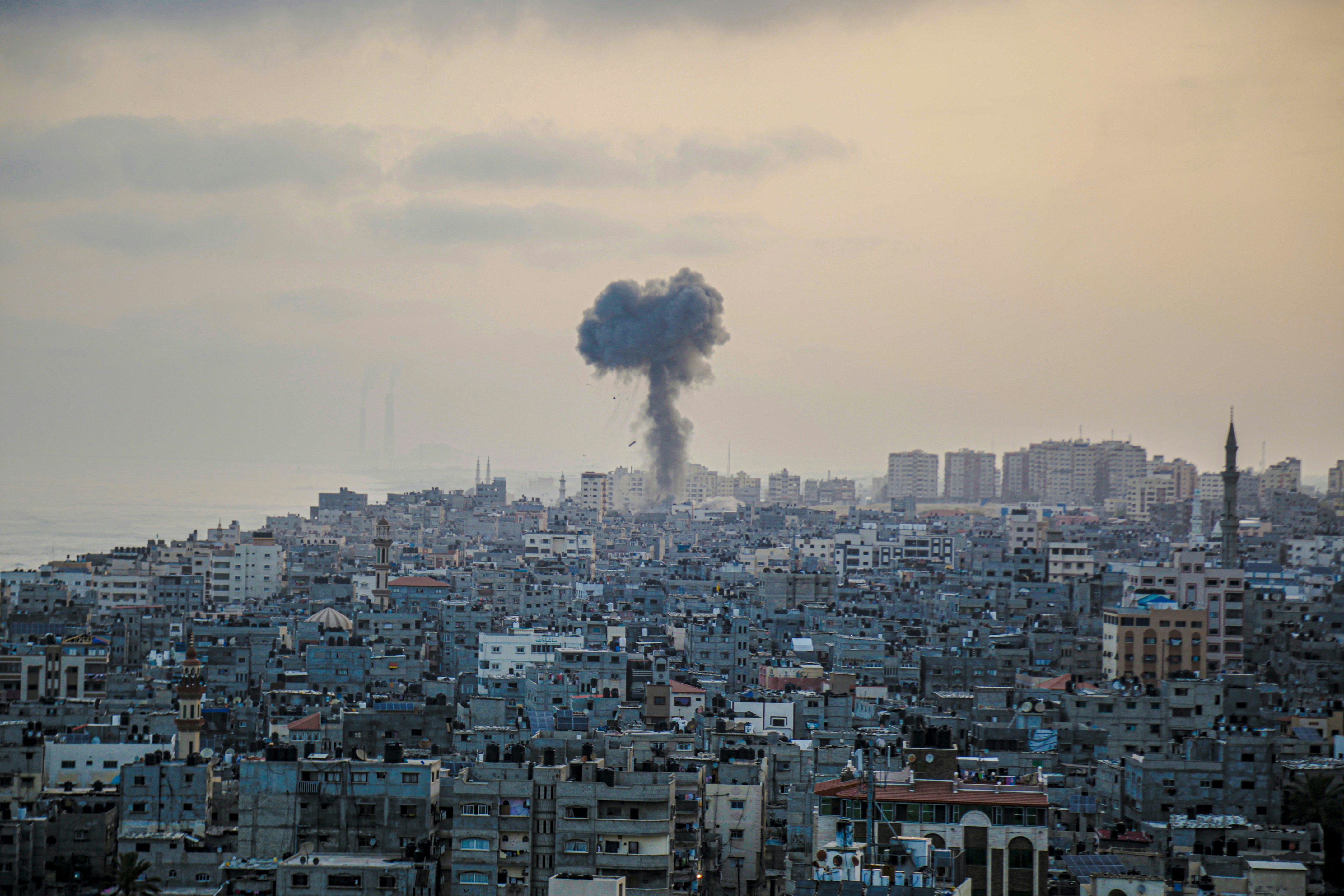 explosion from a missile strike in Gaza